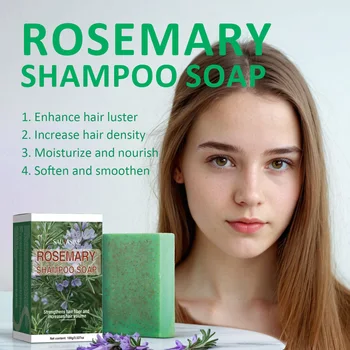 100g Sapone al rosmarino per la crescita dei capelli Barre leviganti volumizzanti Rinforzante Ispessimento Shampoo per la cura dei capelli per tutti i tipi di capelli