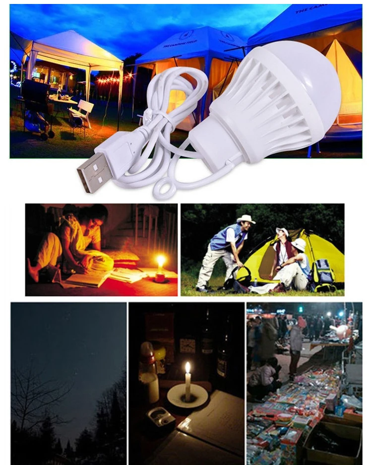 1.2M 3W/5W/7W/9W/12W USB 5V Light Led Lamp Bulb Emergency Hanging Tent 400LM for Work BBQ Fishing Repair Out Door Camping Equi