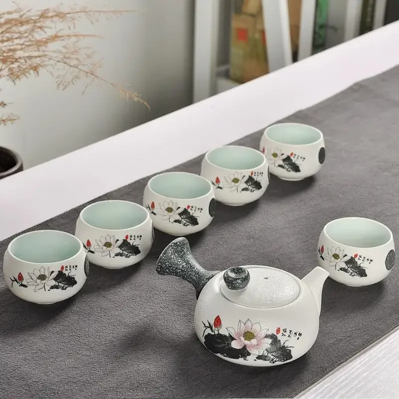 

Chinese Travel Kung Fu 7pcs Tea Sets Ceramic Portable Porcelain Service Gaiwan Tea Cups Ceremony Teapot Gift Box Teaware Sets