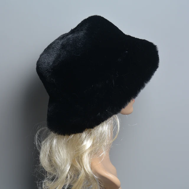 2023 New Style Fake Rabbit Fur Hats Super Soft Women Winter Hat Cotton Lining Warm Russian Fashion Ski Beanies Plush Solid Color 2