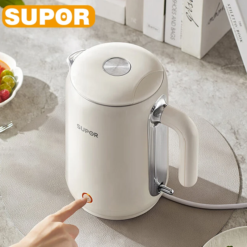 

SUPOR Household Electric Kettle 1.5L 304 Stainless Steel Insulation Water Boiler Portable Beautiful 220V Home Kitchen Appliances