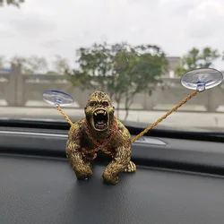 Ferocious Roaring Gorilla Dashboard Decor - Bold Statement Piece for Car Interiors and Home Spaces (Gold B)