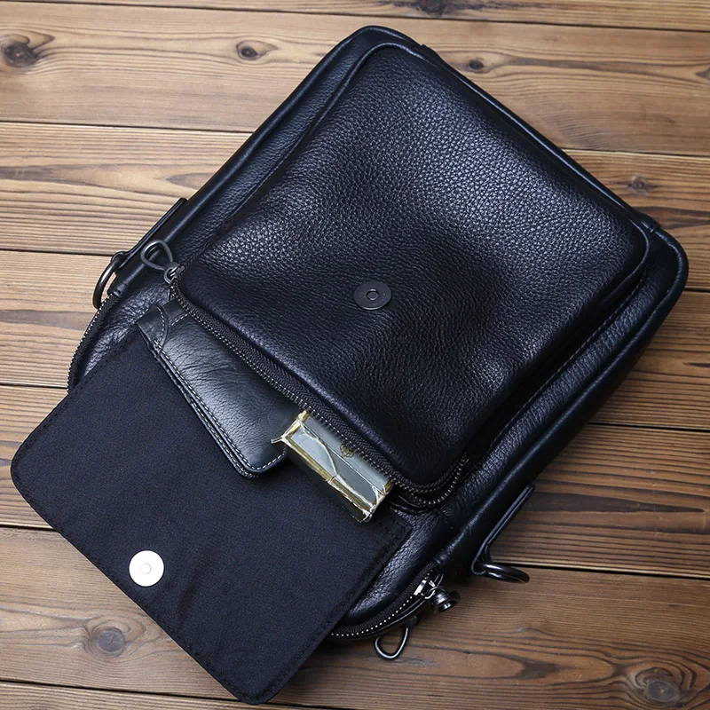 NZPJ  Leather Men Shoulder Bag Natural Cowhide Casual Crossbody Bag Business  Fashion Small Backpack Suitable For 10-inch IPad