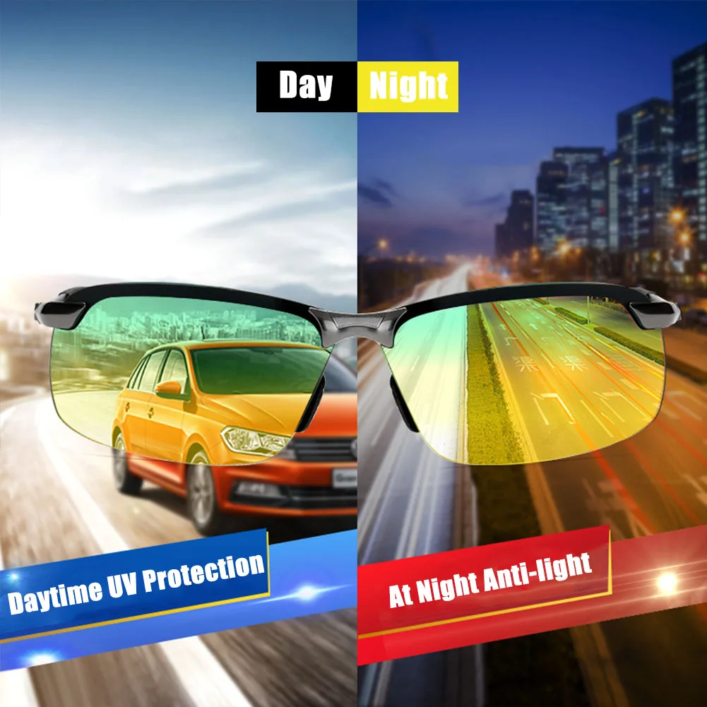 Polarized Photochromic Night Vision Driving Anti glare Sunglasses Universal Chameleon Change Color Day Night