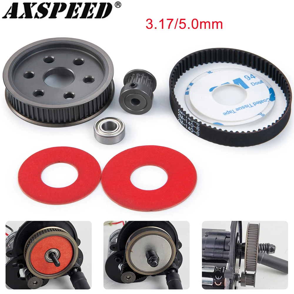 AXSPEED 3,17/5,0mm Riemenantrieb-Getriebesystem für 1/10 RC Auto Crawler Axial SCX10 II 90046 Upgrade DIY-Teile – Detail 2