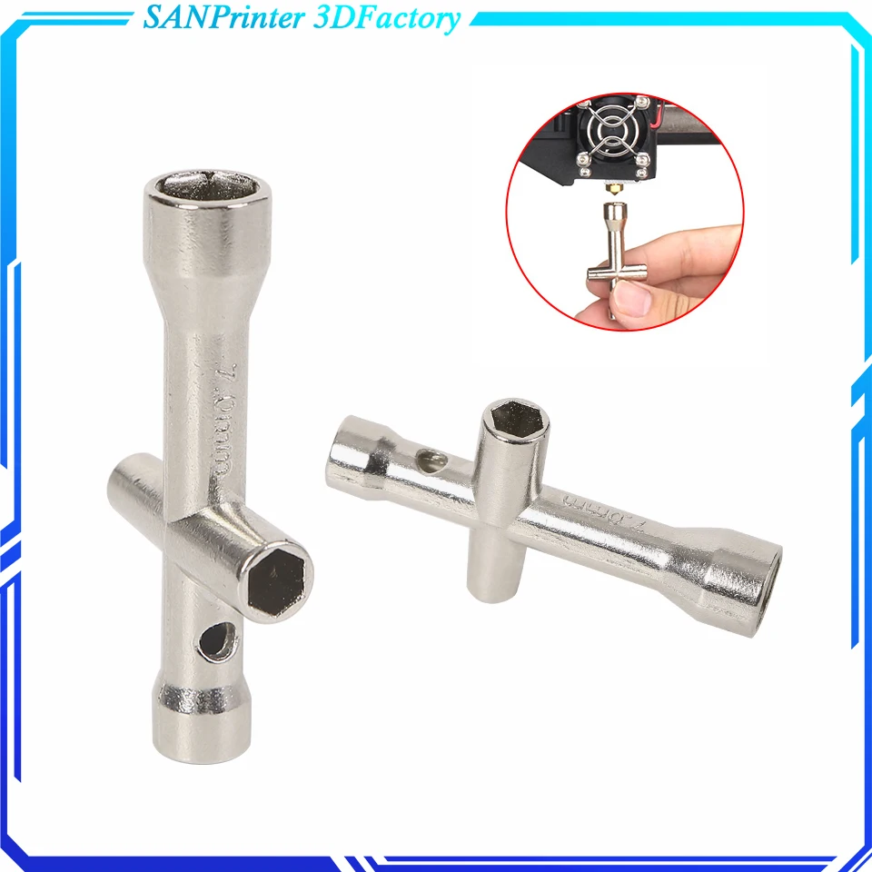 M2 M2.5 M3 M4 3D Printing Nozzles Wrench Screw Nut Hexagonal Cross Mini Wrench Spanner Maintenance Tool 4 Size