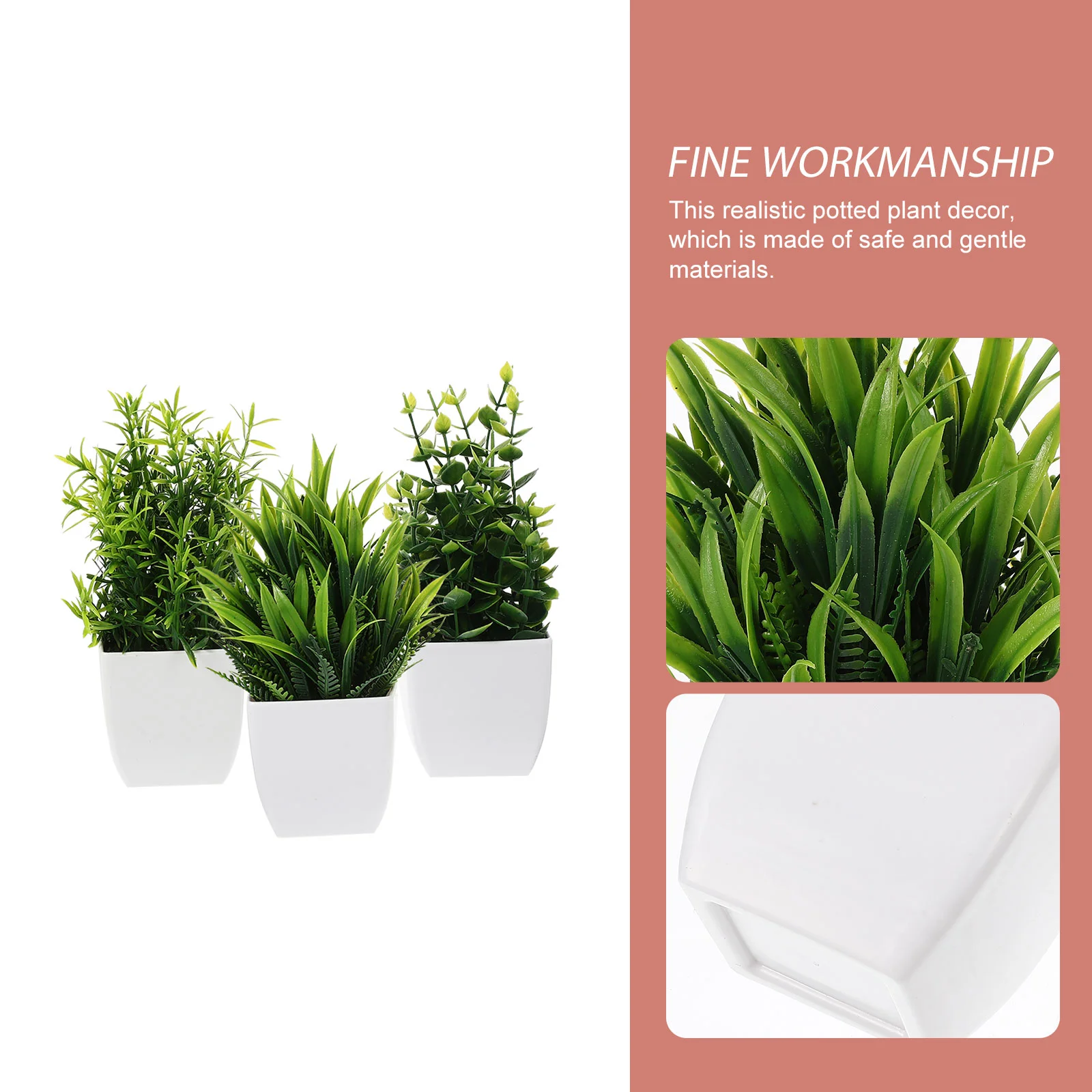 

3 Pcs Simulated Potted Plant Artificial Plants for Home Decor Indoor Green Fake Small Pp