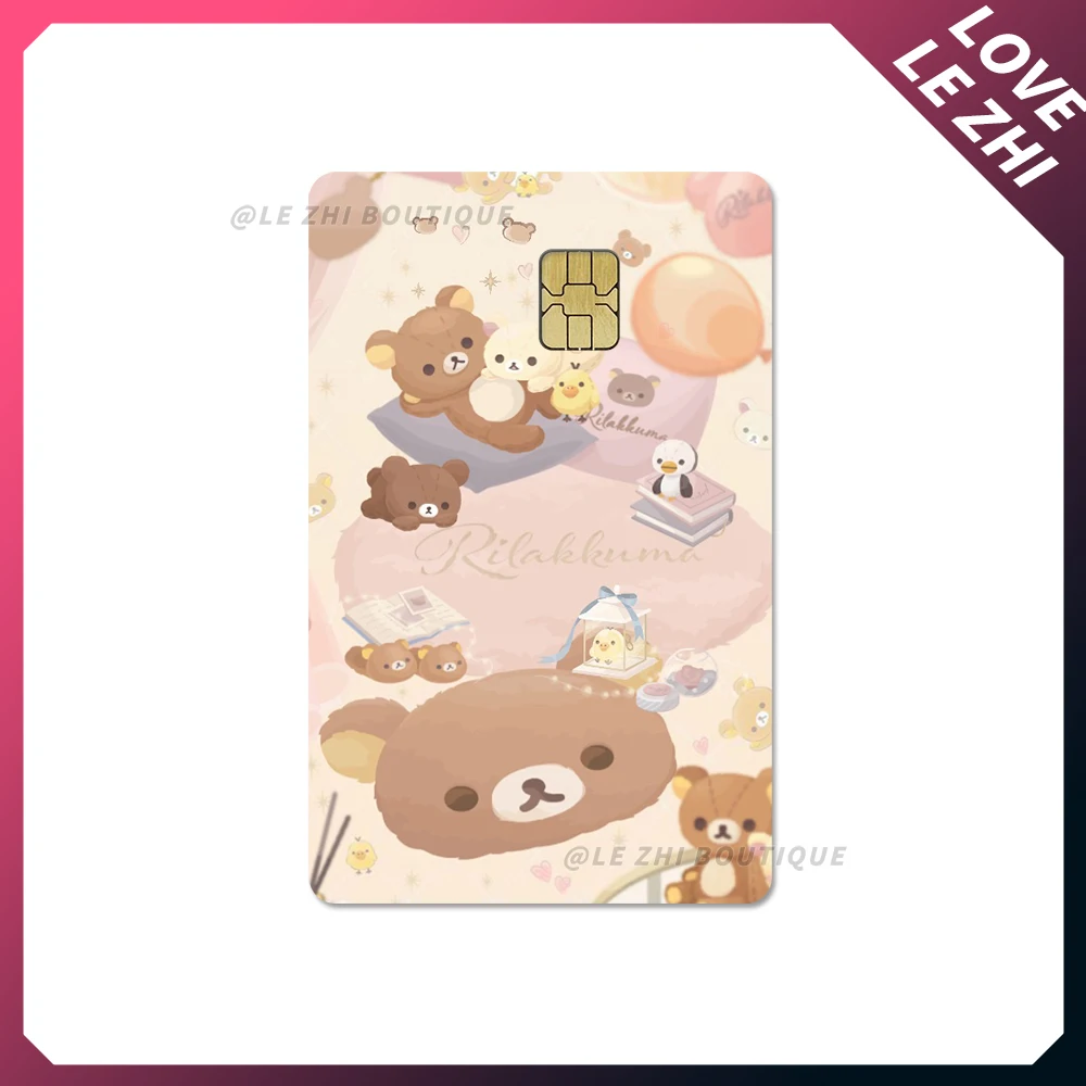 Japan Anime Cute Cartoon Bear Credit Debit Card Sticker Kawaii Bus Pass Diy Waterproof Small Chip Film Sticker Decoration