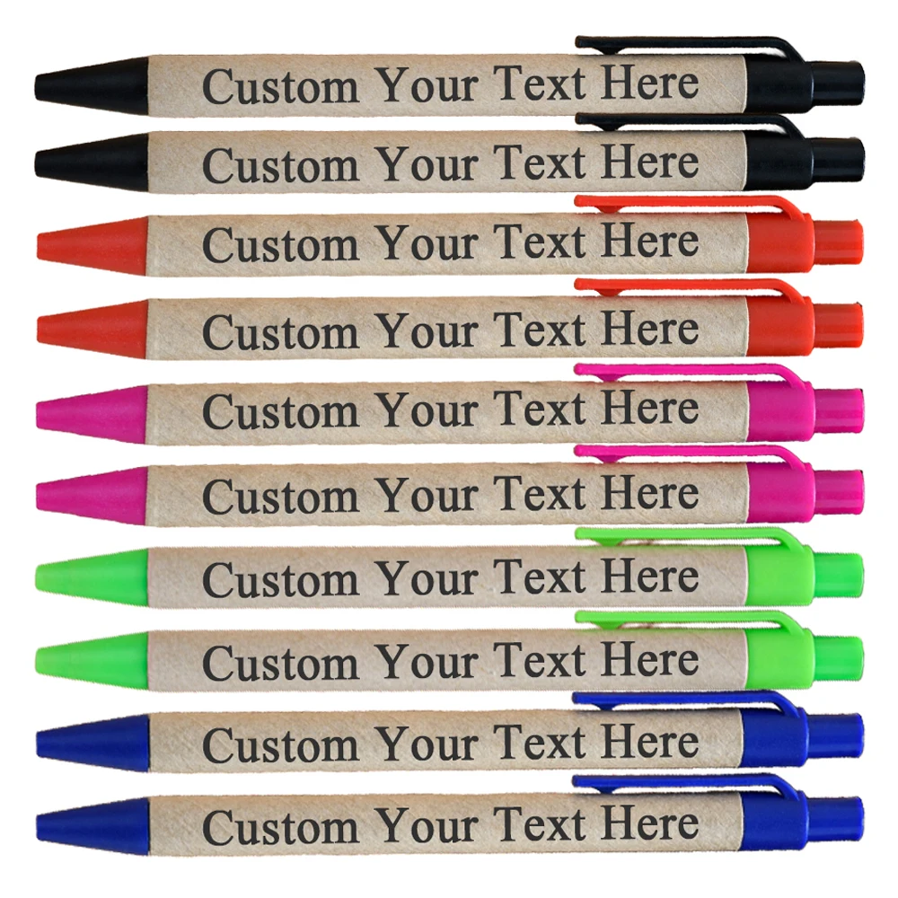 10 pcs Custom Logo/Text Paper Ball Pen ECO Recycled Paper Ballpen Eco-friendly Ballpoint Pen School Supplies Gift Pen 1pc pet flags tabs page markers paper index bookmark sticky notes stationery sticky notes bookmark school office supplies