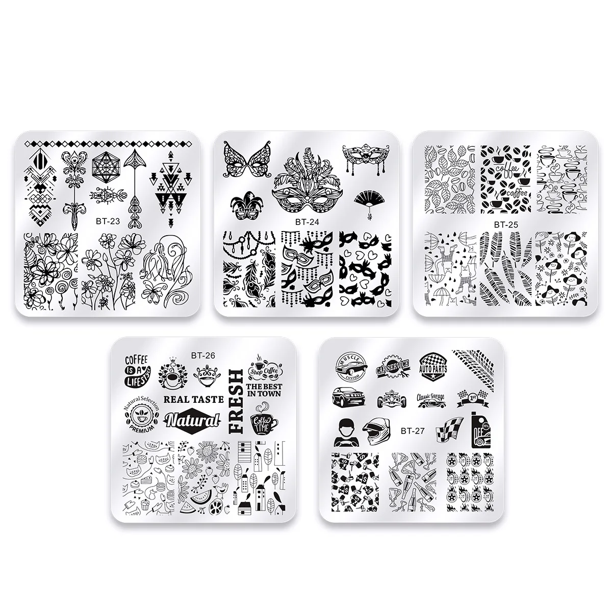 Description Picture 4 of itemNail Stamping Plates Animals Line Pictures Nail Art Plate Stamp Templates Flowers Marble Leaves DIY Nail Plate Stencils Printing