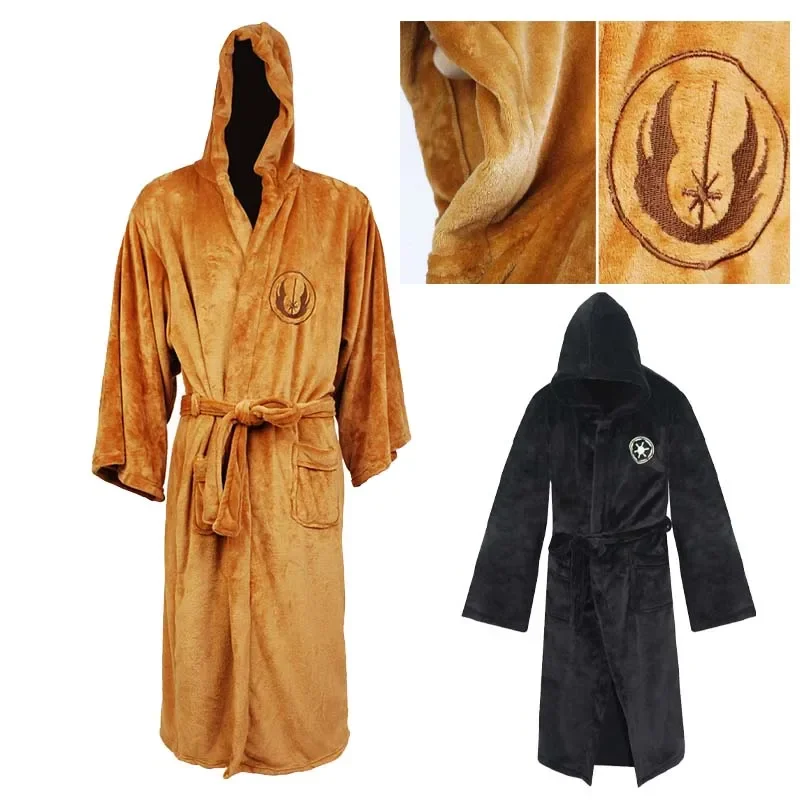 

Star Wars Bathrobe Jedi Adult Flannel Bathrobe Robes with Hooded Thick Dressing Gown Halloween Cosplay Costume for Men Sleepwear