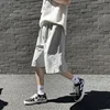 Summer New Y2K Solid Color Cotton Loose Men's Sports Pants Shorts Street Wear Simple Drawstring Straight Casual Shorts Male 2