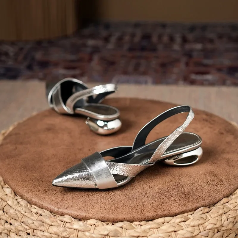 Women Slingback Pointed Toe Heels Sandals