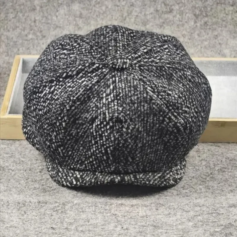 Wool 62cm Newsboy Cap Men Grey Herringbone Flat Caps Women Men British Painters Hat Soft Autumn Winter hats Octagonal Cap