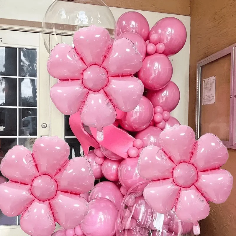 10 Stück Rosa Gänseblümchen Aluminiumfolienballons Bonbonfarbene Aluminiumfolienballons Hochzeit Geburtstag Blumen Party Dekorationen