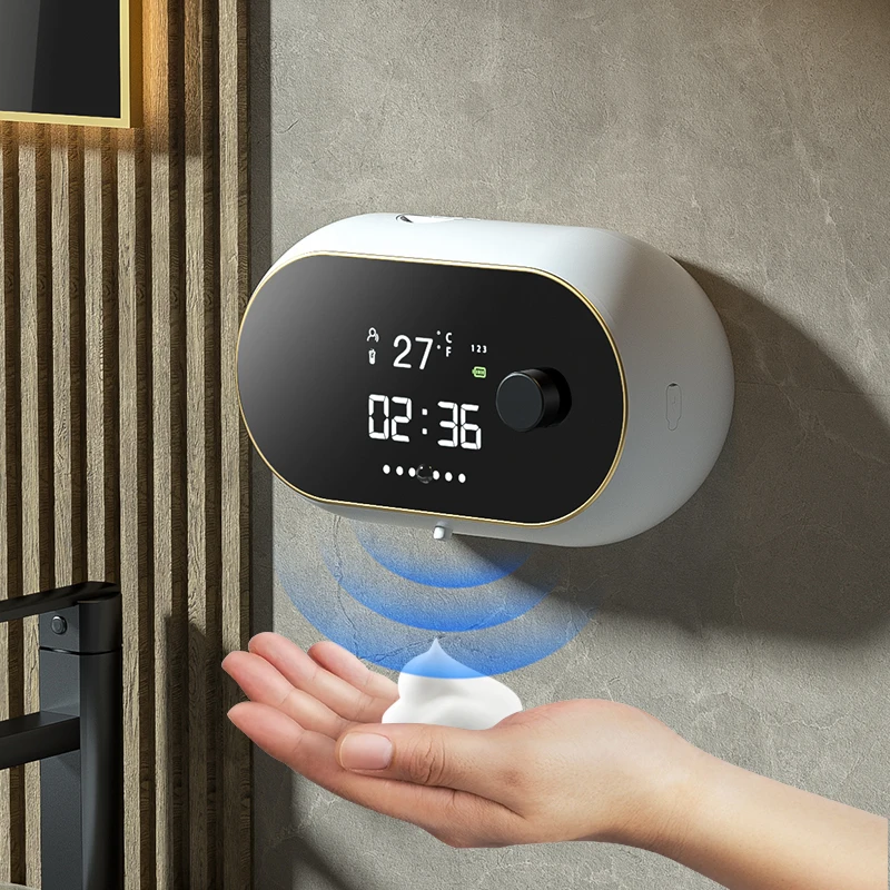 Automatic Liquid Foam Soap Dispenser Wall Mounted LED Temperature