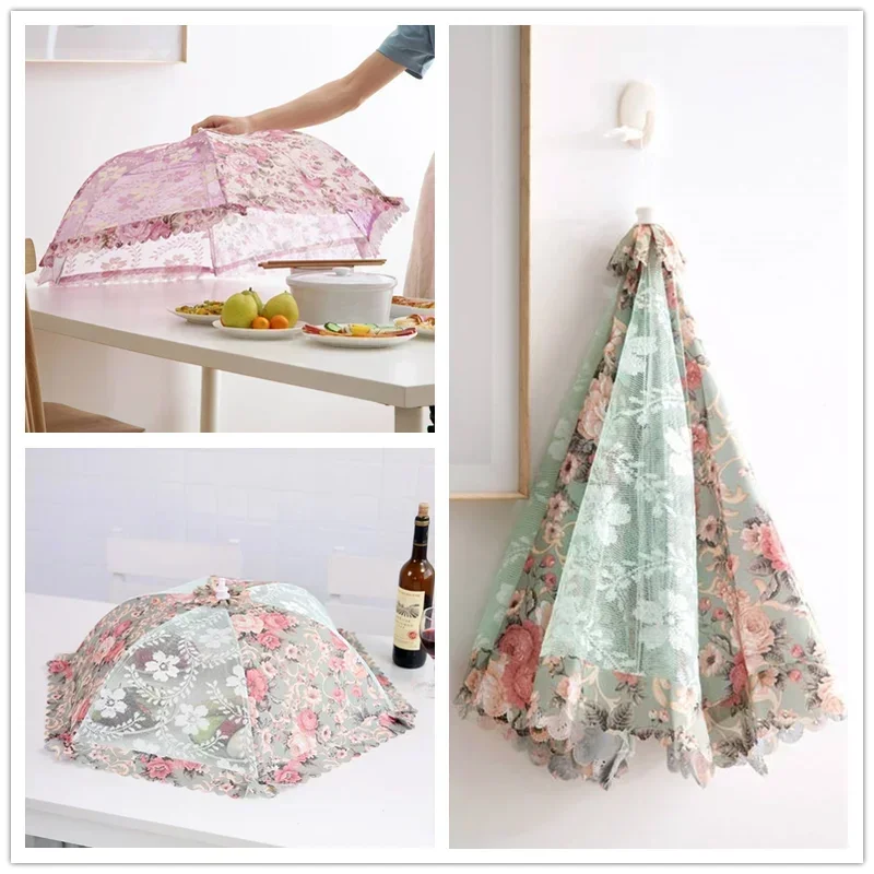 1PC Portable Umbrella Style Food Cover Anti Mosquito Meal Cover Lace Table Home Using Food Kitchen Gadgets Cooking Tools Food Cover