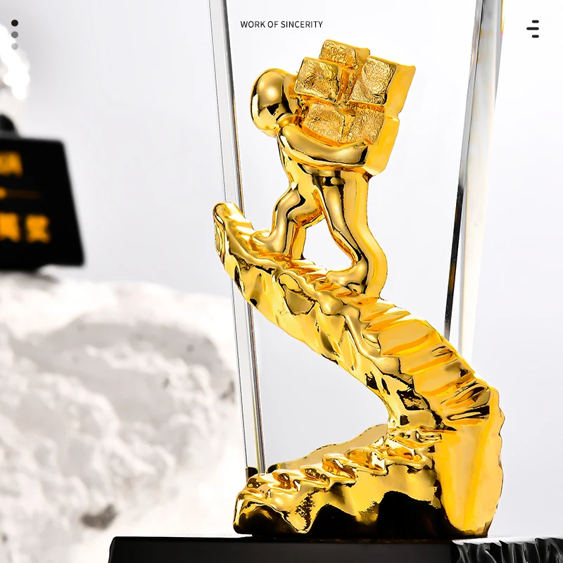 Customized High-end Crystal Trophy, Excellent Staff Company Annual Meeting Award Home Decor, Gold, Silver, Copper Souvenirs, 1Pc