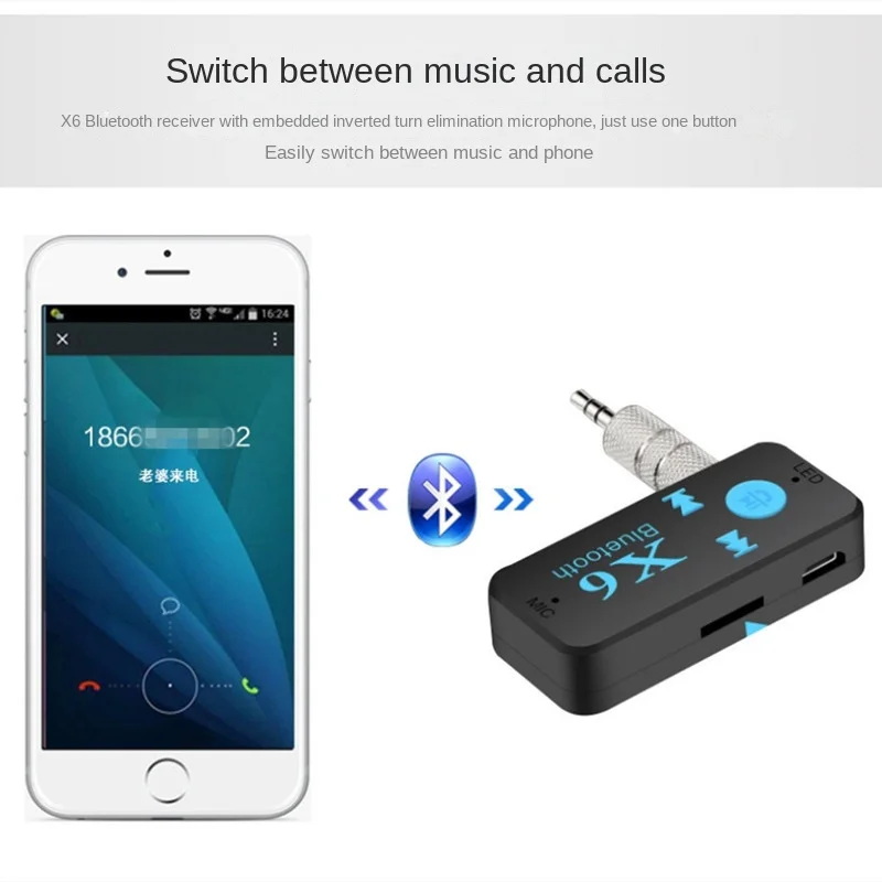 Adaptador auxiliar Bluetooth mejorado, receptor de audio estéreo KINDRM  Bluetooth 5.0, mini adaptador auxiliar inalámbrico portátil de 0.138 in  para