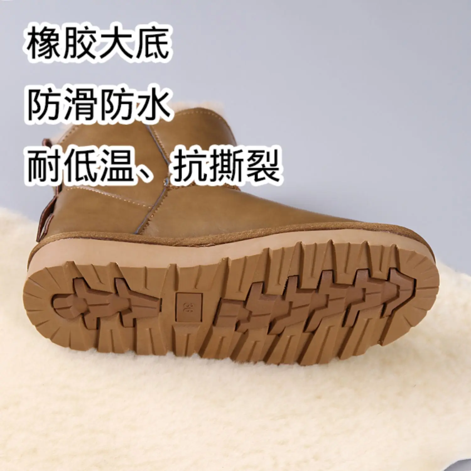 Snow Boots for Women 2022 Winter New Cowhide Waterproof Leather Fur Integrated Fleece-Lined Short Non-Slip Warm Cotton Shoes