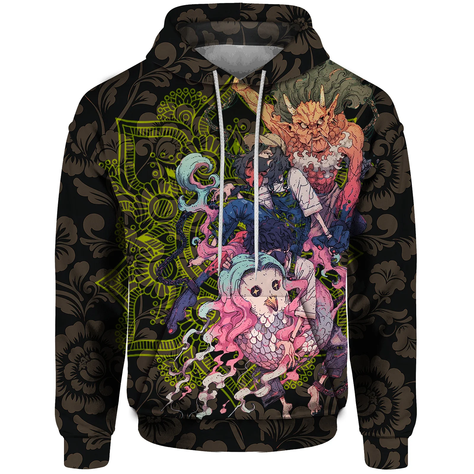 thumbnail image 1 of Sudadera con capucha informal de otoño para hombre, sudadera con capucha con estampado de espantapájaros y monstruos, sudadera de estilo gótico, ropa de calle Harajuku, 1 of 5