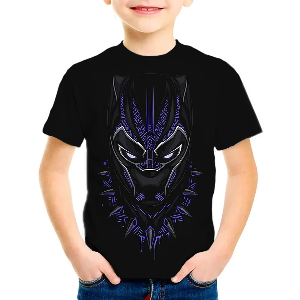 New Kids Summer Cartoon Black Panther 3D T-shirts Girls Boys Cool Clothes Young Children Tshirt Fashion Short Sleeve Tops 3