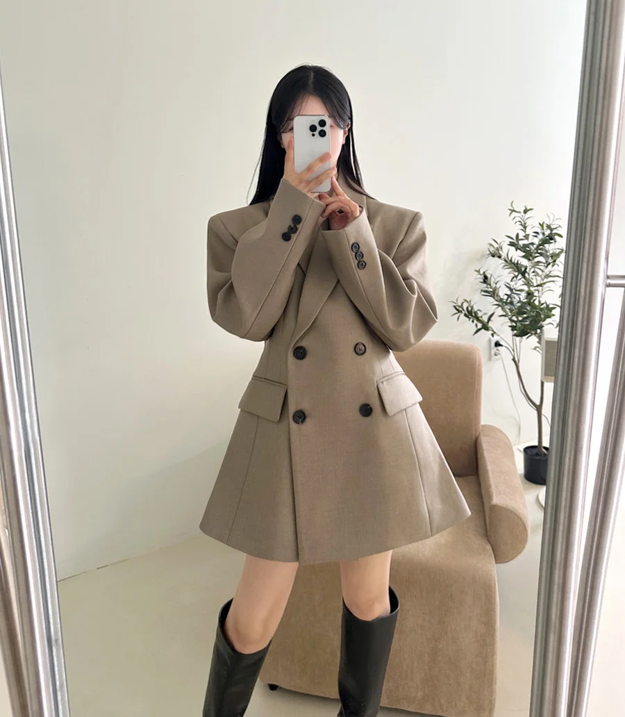 Autumn New Elegant Blazer Coats for Women Long Sleeve Office Lady Korean Fashion Casual Loose Street Trends Solid Blazers Jacket