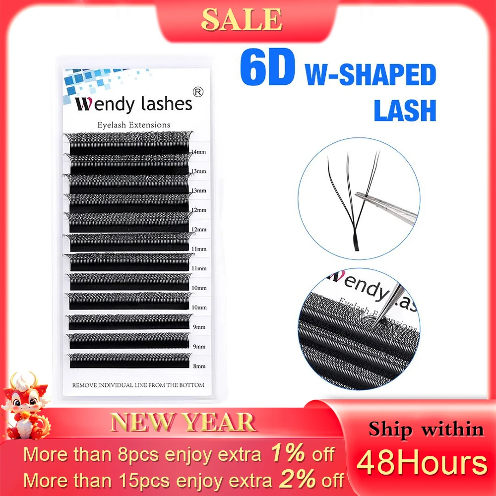 Wendy Two Tips 6D W Shape Lashes Extension Premade Volume Fan Ciglia Finte Di Alta Qualità Forniture Natural Look Lashes Extension