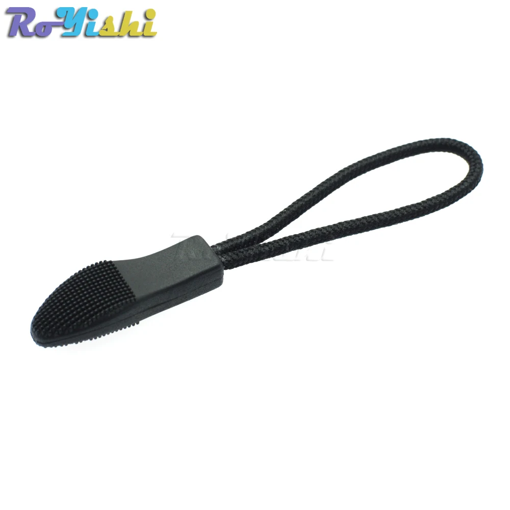 Zipper Pulls Cord Rope Ends Lock Zip Clip Buckle Black For Paracord Accessories Backpack Clothing 50pcs/pack