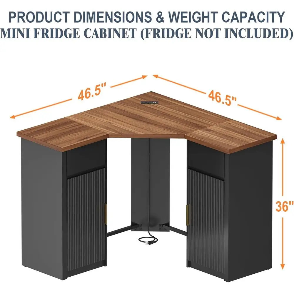 Ridged Bar Cabinet with Storage, Coffee Bar Station, L-Shaped Wine Rack for Home
