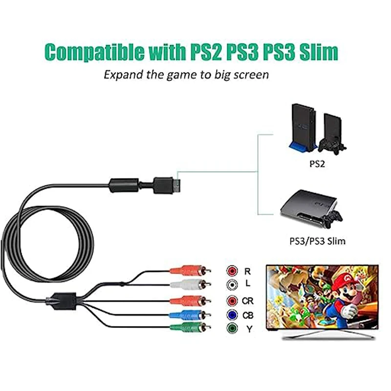 PS2 to HDMI Converter, HDMI Cable for Playstation 2/ Playstation 3 Console.  Connecting PS2/ PS3 to HDTV with True Ypbpr HD Signal Output (100% Improve