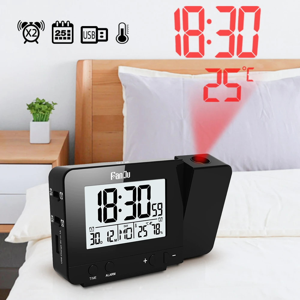 FanJu FJ3531 Alarm Clock Digital Date Snooze Function Backlight Watch