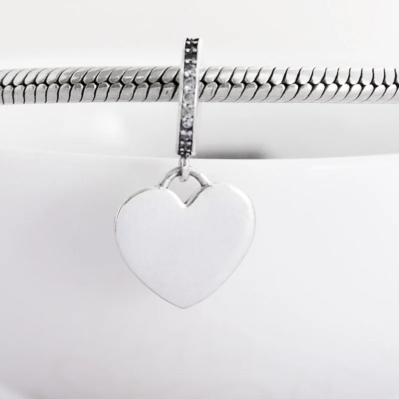 

Authentic S925 Sterling Silver Pendant Bead Heart Charm Fit Women Bracelet Bangle DIY Jewelry Clear CZ