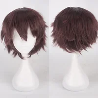 Perruques synthétiques de Cosplay Anime pour hommes et femmes, cheveux courts et lisses, résistants à la chaleur, multicolores, rouge, blanc, rose, gris, marron 4