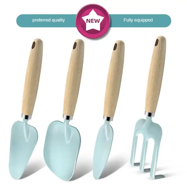 Lapát Gereblye Kertészeti Talaj Kerti Szerszámkészlet Gyermekek Fa Cserepes Ültetési Lapáttalapú Kombináció - Image 4