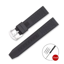 Breathable Silicone Waterproof Watchband Replacement Strap - 22mm (Black)