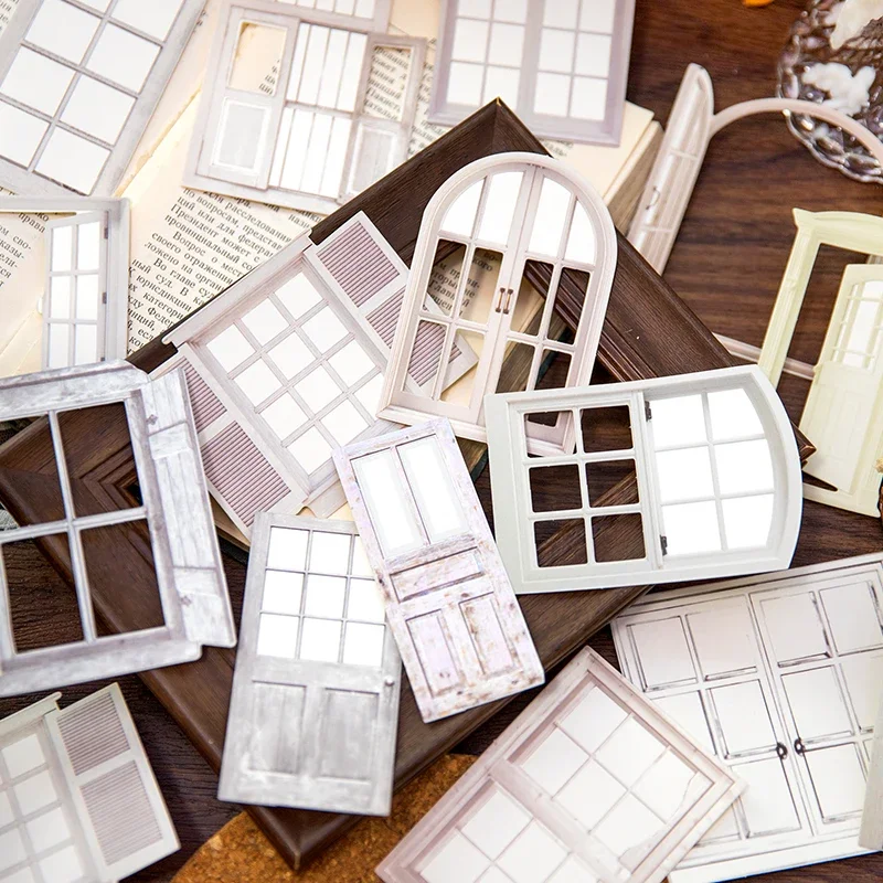 

30 sheets Notes hollowed out landscape cards doors and windows light retro collage manual tent material paper 6 models