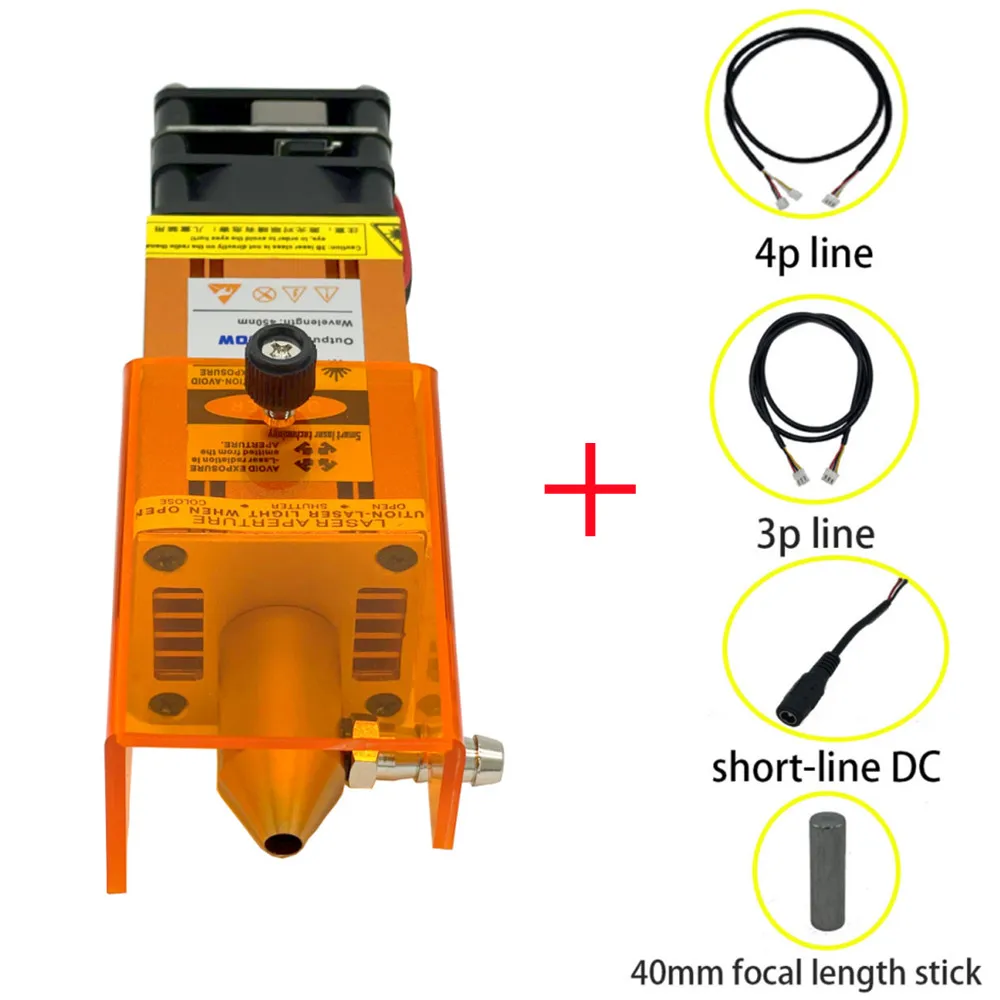 Laser Module Laser Air Assist Pump 80W laser module with air-assisted device 40W laser head 450nm blue TTL smart tool for engraving machine wood cutting