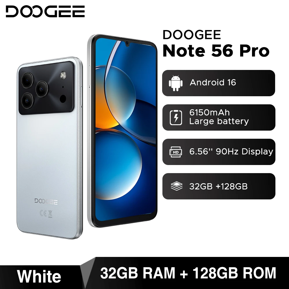 Global Version DOOGEE Note56 Pro Smartphone 32GB+128GB Android 16