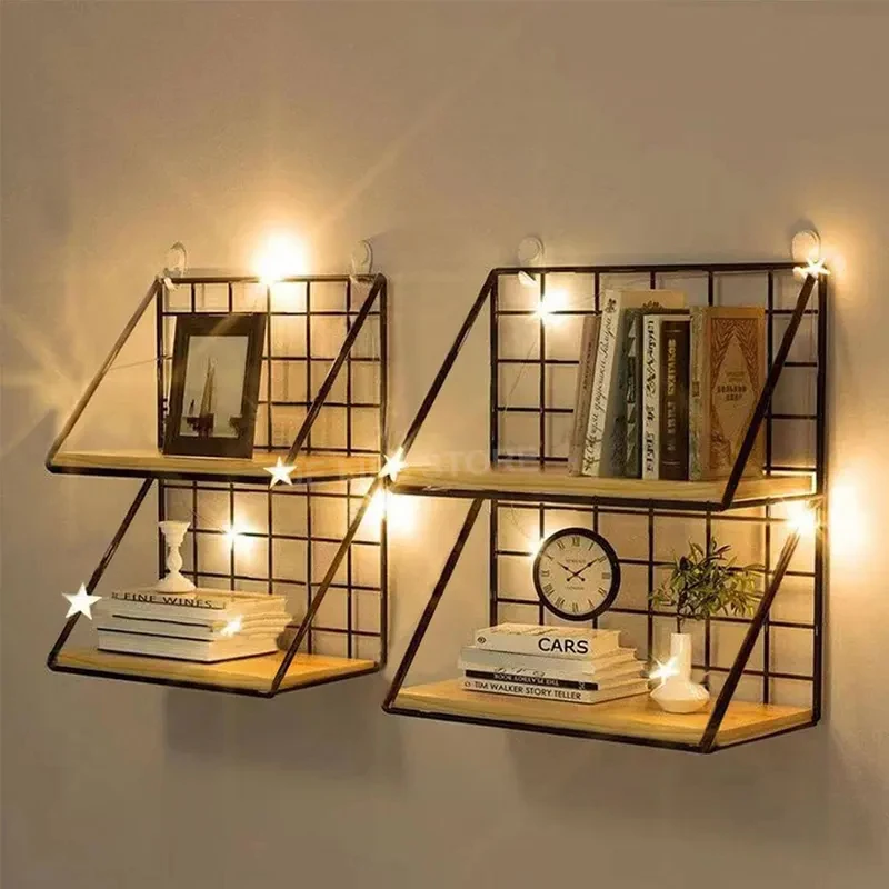 Wood Wall Mounted Shelves Without Drilling - Hanging Storage Shelf & Decoration Rack for Living Room Bedroom Organizers 4