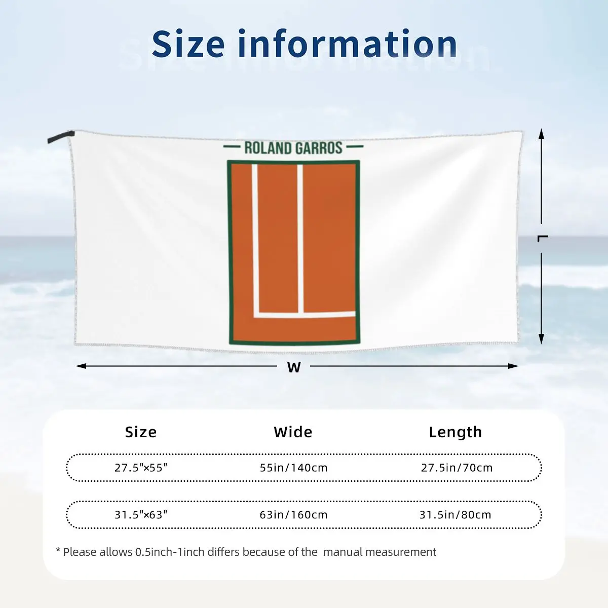Roland Garros Beach Towel Soft Microfiber Quick Dry Absorbent Quick Towels For Mountain Climbing 2