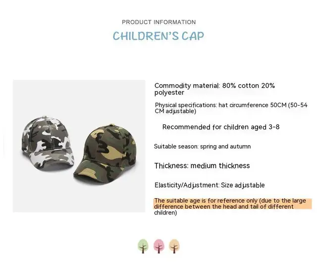 3-8Years Old Toddler Boys Girls Baseball Hat Super Soft Kids