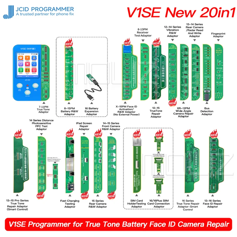 JCID V1SE Wifi True Tone Repair Programmer w/ 9 Boards for iPhone X/11/12 /13/14 JCID V1SE Wifi True Tone Repair Programmer w/ 9 Boards for iPhone X/11/12 /13/14