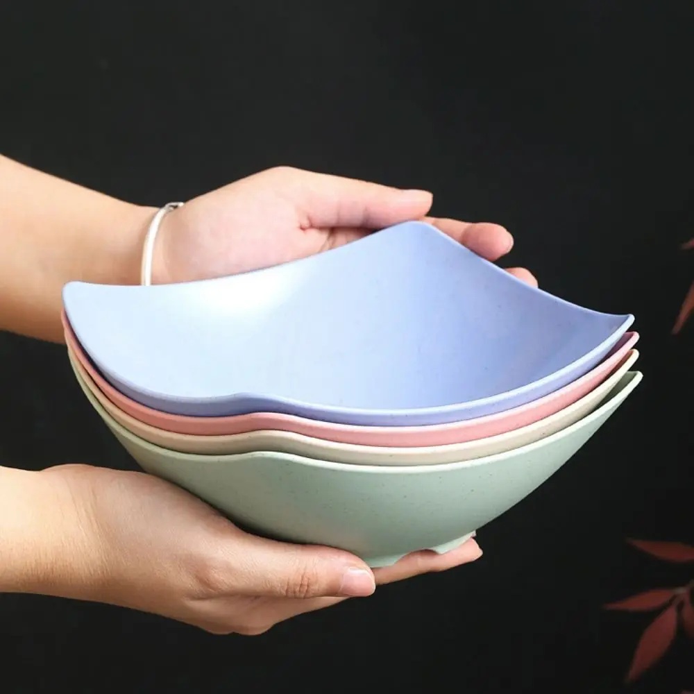 10pcs Plastic Square Salad Plate Heat-resistant Microwave-safe Soup Bowl Stackable Solid Color Cuisine Dish Restaurant