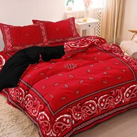 Ensemble de housse de couette Paisley élégant, 3 pièces, motif bandana avec taies d'oreiller pour décoration de chambre à coucher et de dortoir, 1 housse de couette + 2 taies d'oreiller 5