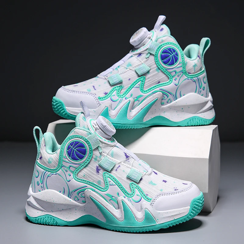 

Swivel Buckle Kids Basketballl Shoes Boys Sneakers Mesh Breathable Children's Sports Shoes Kids Student School Running Sneakers