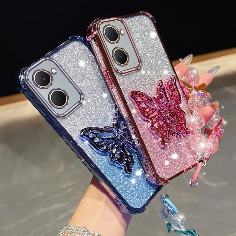 Delicate Wings Bracket Lanyard Plating Phone Case Cover