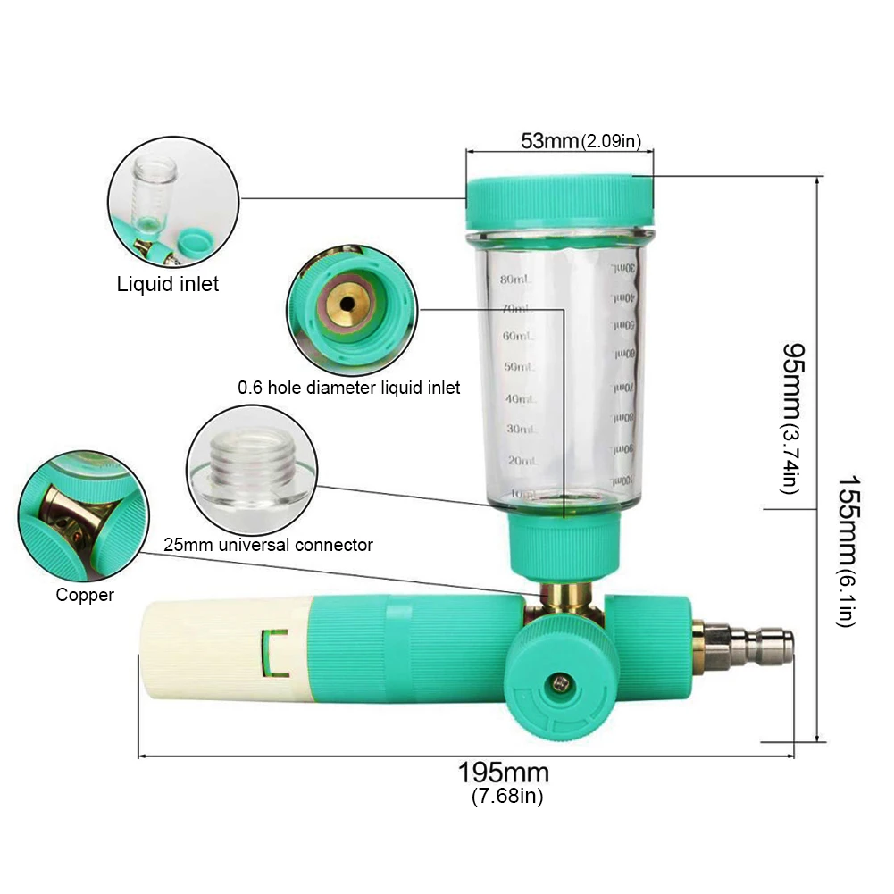 100ml Pressure Washer Gun with 1/4 Inch Quick Connector Car Wash Foam Sprayer Adjustable Foam Spray Pot for Cleaning Cars SUVs