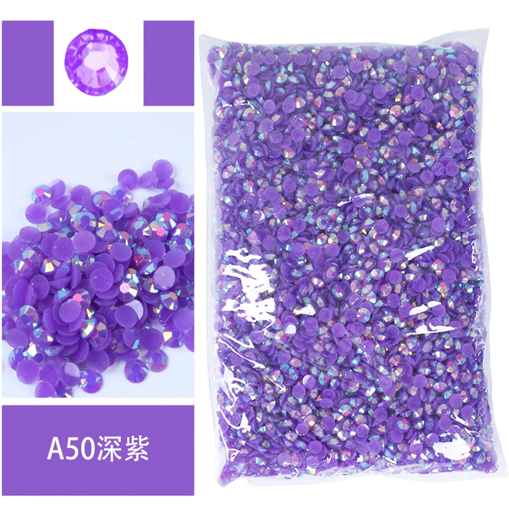 Vibrant Jelly Color Transparent Resin Rhinestones for Nail Art & Garment Decoration, Bulk Wholesale