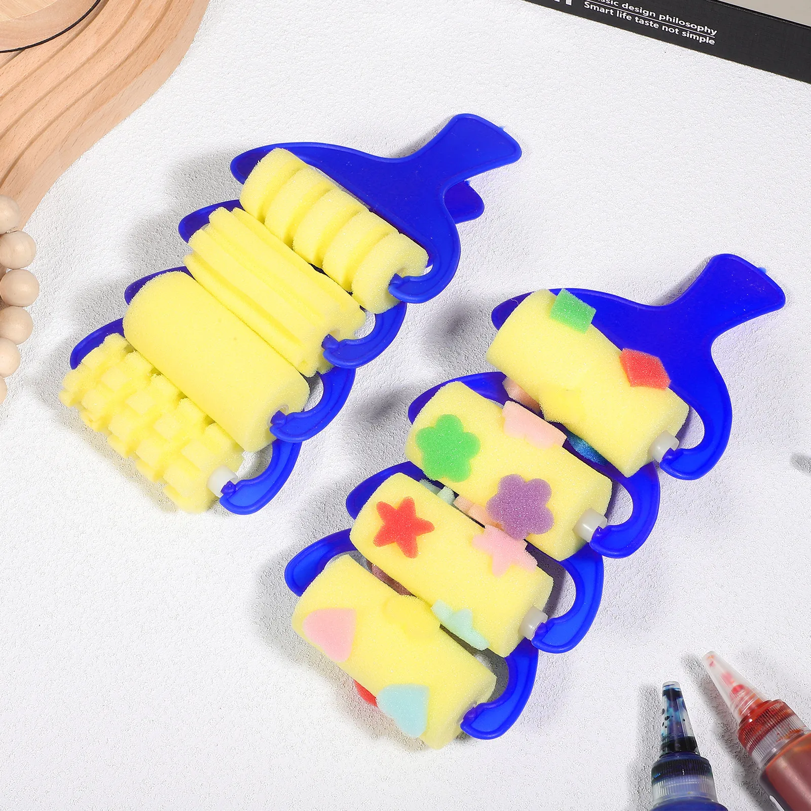20Pcs 드로잉 브러쉬 롤러 스폰지 세트 플라스틱 손잡이 어린이 그림 낙서 미술 용품 ??어린이를위한 창조적 인 그림 도구